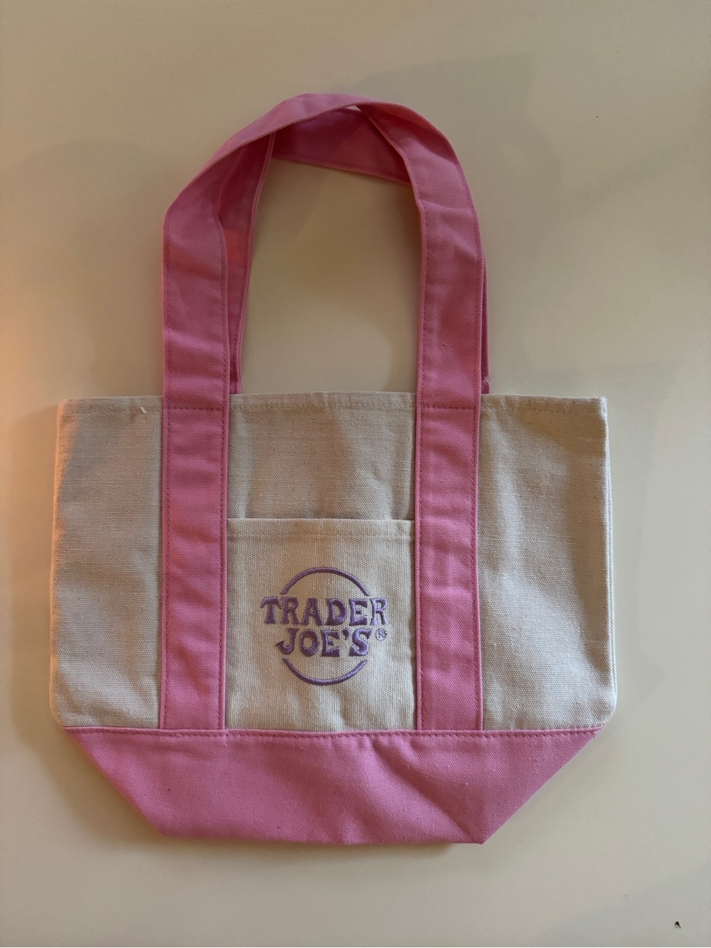 Trader Joe’s Pastel Mini Canvas Tote Bag - Pink
